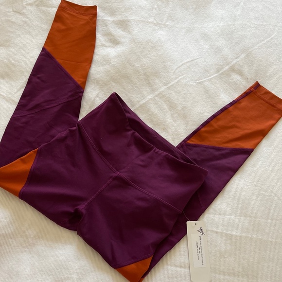Vimmia Pants - Color block purple & rust orange leggings